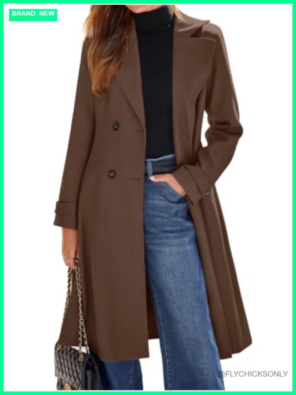 Womens Long Trench Coat Double Breasted Oversized Winter Jacket
